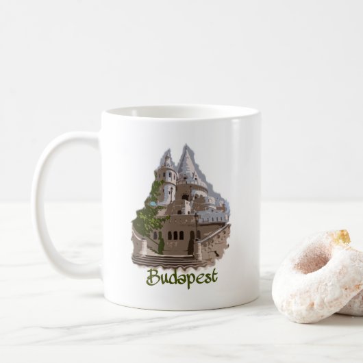 Boedapest: Fisherman's Bastion Koffiemok (Met donut)