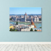Boedapest Hongaars Parlement uitzicht canvas print (Insitu (Houten vloer))