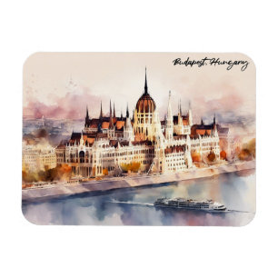 Boedapest Hongarije Aquarel Schilderij Panorama Ui Magneet
