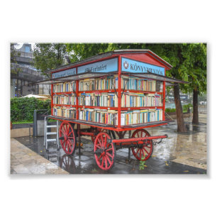 Boedapest, Hongarije, Boek Winkelwagen Foto Afdruk