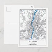 Boedapest Hongarije City Map Eenvoudig minimumaant Briefkaart (Voorkant / Achterkant)