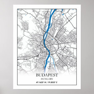 Boedapest Hongarije City Map Eenvoudig minimumaant Poster