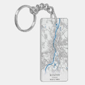 Boedapest Hongarije City Map Eenvoudig minimumaant Sleutelhanger (Voorkant Links)