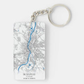 Boedapest Hongarije City Map Eenvoudig minimumaant Sleutelhanger (achterkant)