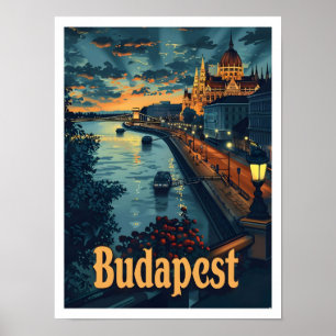 Boedapest Hongarije Classic Art Retro Vintage Reiz Poster