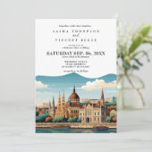 Boedapest Hongarije Huwelijksuitnodiging Retro Kaart (Staand voorkant)