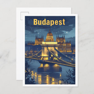 Boedapest Hongarije  kunst reisillustratie Briefkaart