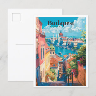Boedapest Hongarije Kunst Vintage Reizen Briefkaart