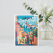 Boedapest Hongarije Kunst Vintage Reizen Briefkaart (Staand voorkant)