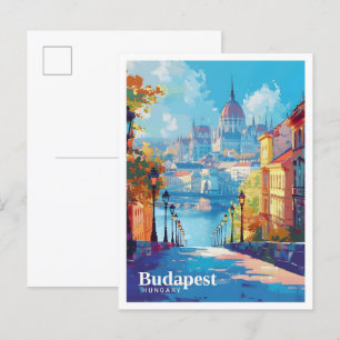 Boedapest Hongarije Kunst Vintage Reizen Briefkaart