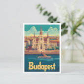 Boedapest Hongarije Kunst Vintage Reizen Illustrat Briefkaart (Staand voorkant)