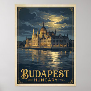 Boedapest Hongarije Maanverlichte Gotische Reis Poster
