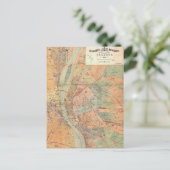 Boedapest Hongarije Map uit 1884 Briefkaart (Staand voorkant)