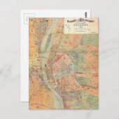 Boedapest Hongarije Map uit 1884 Briefkaart (Voorkant / Achterkant)