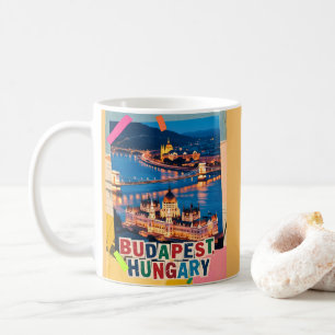 Boedapest Hongarije Nacht Stadsgezicht Pop Art Col Koffiemok