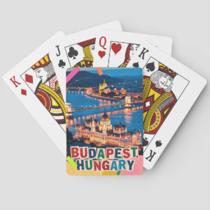 Boedapest Hongarije Nacht Stadslandschap Pop Art C Pokerkaarten