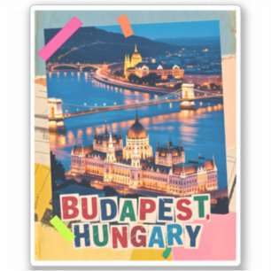 Boedapest Hongarije Nacht Stadslandschap Pop Art C Sticker
