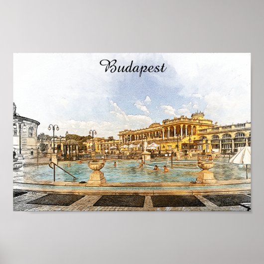 Boedapest Hongarije Panorama Uitzicht Poster (Voorkant)