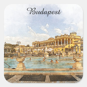 Boedapest Hongarije Panorama Uitzicht Vierkante Sticker