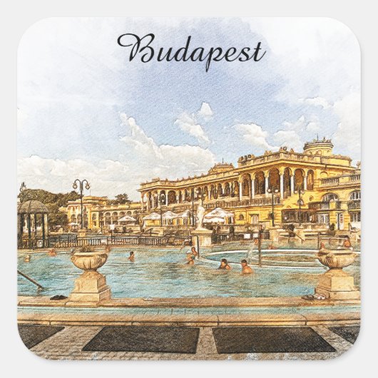 Boedapest Hongarije Panorama Uitzicht Vierkante Sticker (Voorkant)