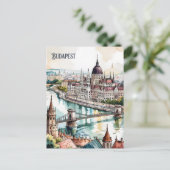 Boedapest Hongarije Parlement Donau Rivier Silhoue Briefkaart (Staand voorkant)