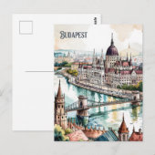 Boedapest Hongarije Parlement Donau Rivier Silhoue Briefkaart (Voorkant / Achterkant)