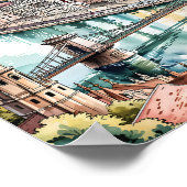 Boedapest Hongarije Parlement Donau Rivier Silhoue Poster (Hoek)