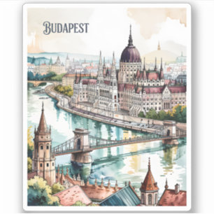 Boedapest Hongarije Parlement Donau Rivier Silhoue Sticker