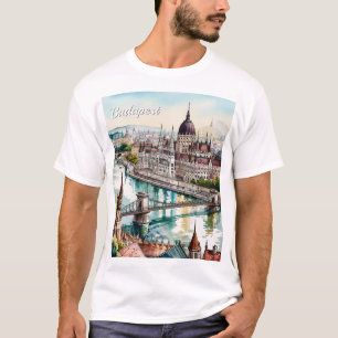 Boedapest Hongarije Parlement Donau Skyline T-shirt