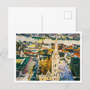 Boedapest Hongarije Prachtig olieverflandschap Briefkaart