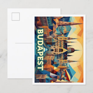Boedapest Hongarije Reis artistiek kleurrijk Briefkaart