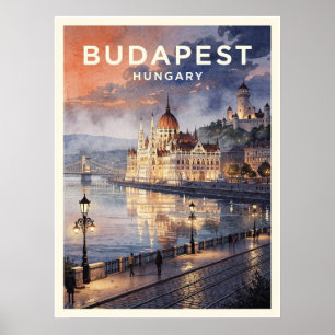 Boedapest Hongarije Reizen in Vintage Stijl Poster