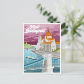 Boedapest Hongarije Reizen Kunst Vintage retro sou Briefkaart (Staand voorkant)