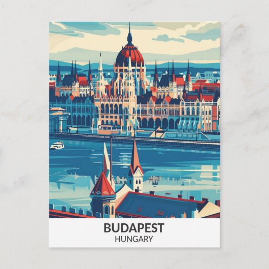 Boedapest Hongarije Retro Kunstwerk Reizen Briefkaart (Voorkant)