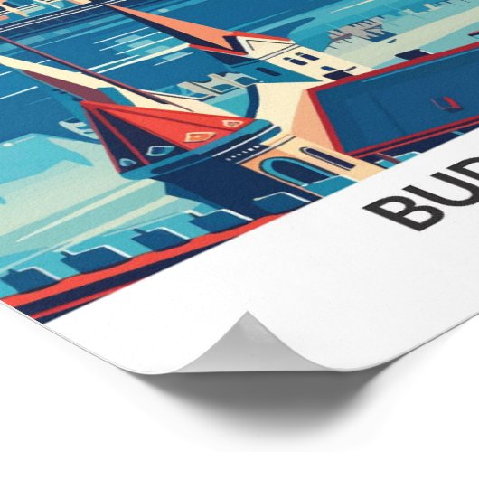 Boedapest Hongarije Retro Kunstwerk Reizen Poster (Hoek)