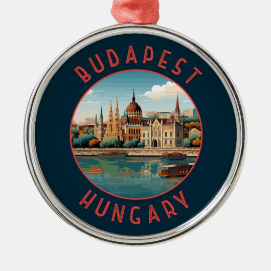 Boedapest Hongarije Retro Noodcirkel Metalen Ornament (Voorkant)