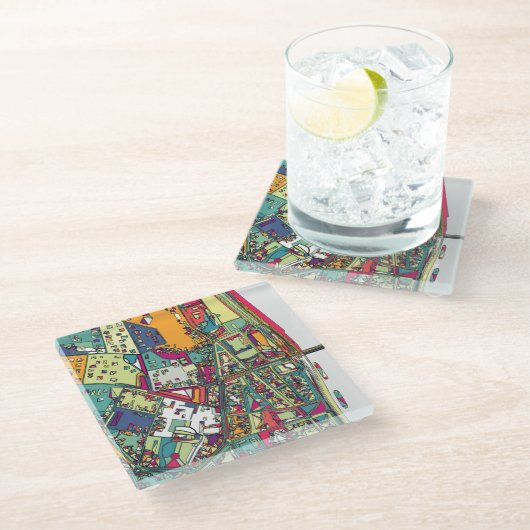 Boedapest, Hongarije | Stadskaart Glazen Onderzetter (Schuin)