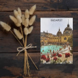 Boedapest Hongarije Széchenyi Thermische baden Briefkaart<br><div class="desc">Prachtig Boedapest,  Hongarije kunstwerk met de Szechenyi Thermal Spa Baths in de Hongaarse hoofdstad. Geweldig cadeau idee en souvenir.</div>