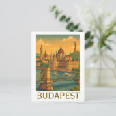  Boedapest Hongarije Travel Art Print Briefkaart (Staand voorkant)