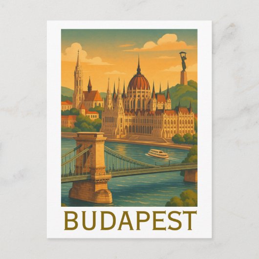 Boedapest Hongarije Travel Art Print Briefkaart (Voorkant)