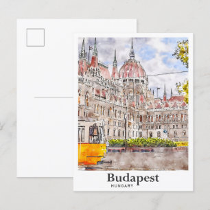 Boedapest Hongarije Travel Art Waterverf Sketch Briefkaart