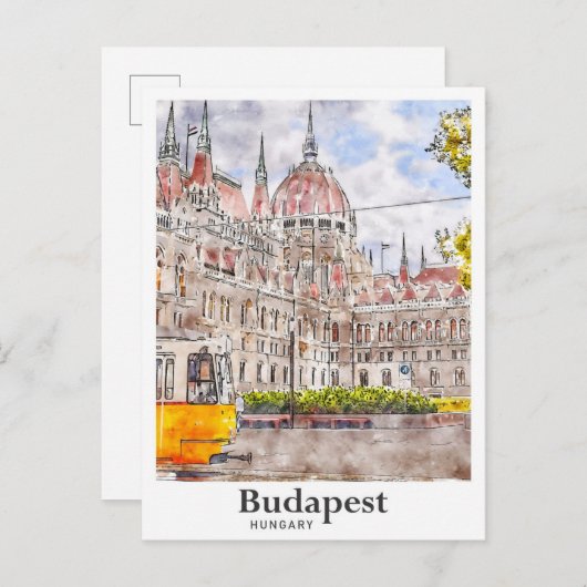 Boedapest Hongarije Travel Art Waterverf Sketch Briefkaart (Voorkant / Achterkant)