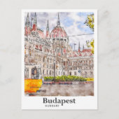 Boedapest Hongarije Travel Art Waterverf Sketch Briefkaart (Voorkant)
