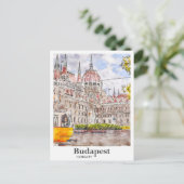 Boedapest Hongarije Travel Art Waterverf Sketch Briefkaart (Staand voorkant)