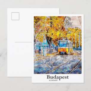 Boedapest Hongarije Travel Waterverf Hand getekend Briefkaart
