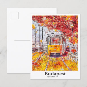 Boedapest Hongarije Travel Waterverf Hand getekend Briefkaart