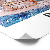 Boedapest Hongarije Travel Waterverf Hand getekend Poster (Hoek)