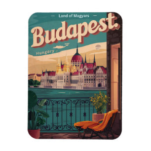 Boedapest Hongarije vintage balkon uitzicht Cadeau Magneet