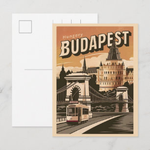 Boedapest Hongarije vintage Elizabethbrug Briefkaart
