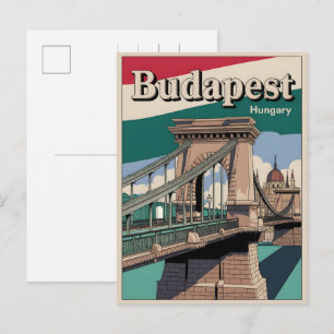 Boedapest Hongarije vintage Elizabethbrug Briefkaart